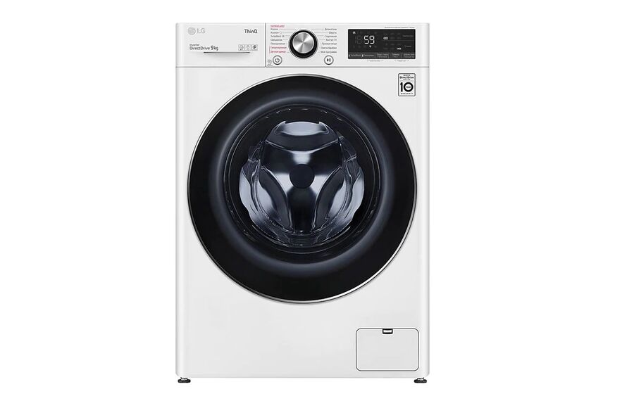 Стиральная машина LG F4V9VS9W 56.5см, 9кг, технологиия AI DD, Функция пара и дозагрузка белья, TurboWash
