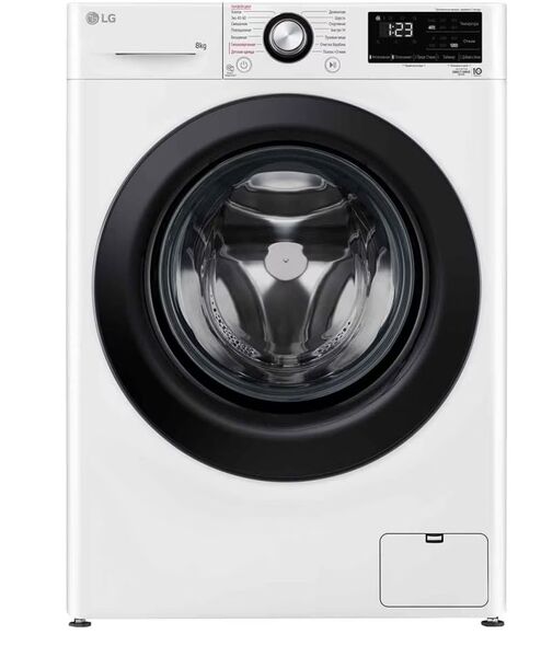 Стиральная машина LG F2V3PS6W, 47.5см 8кг, AI DD, Функция пара Steam, 6 движений заботы, дозагрузка белья